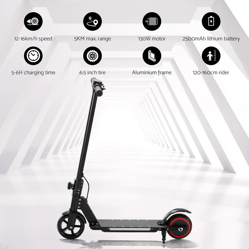NNEDSZ Electric Scooter 130W 16KM/H LED Light Folding Portable Riding Commuter Black