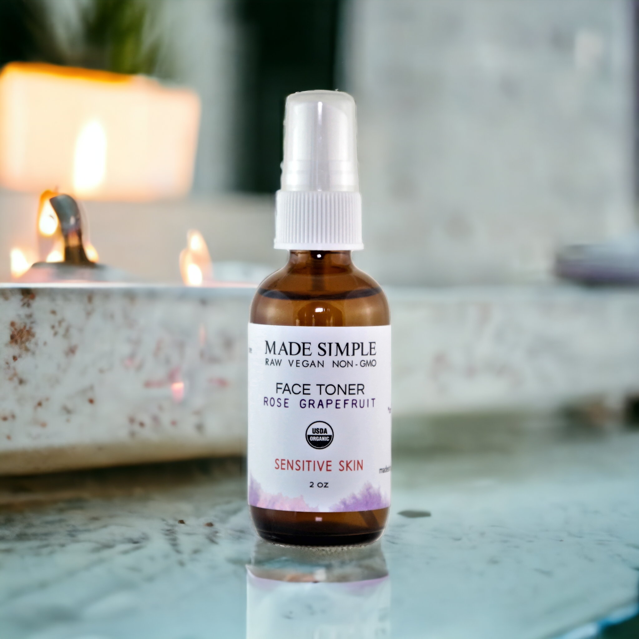 Rose Grapefruit Face Toner for Sensitive Skin - Certified Organic, Vegan & Cruelty-free